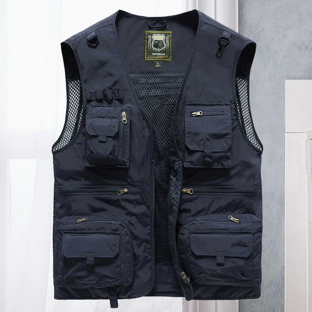 Heren Mens Gilet Mouwloos Outdoor Vest Veelzakkig Nylon - Donkerblauw