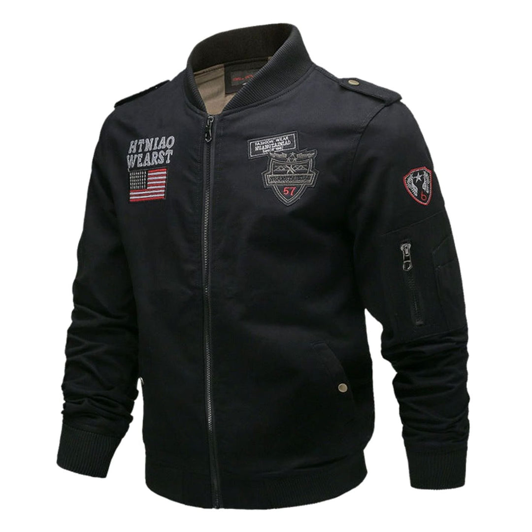Heren Militaire Bomberjacket met Patches en Ritszakken