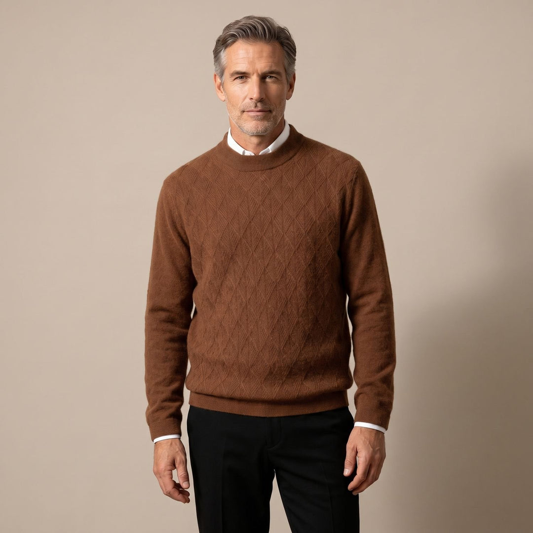 Heren Mock Neck Pullover Trui met Ruitstructuur