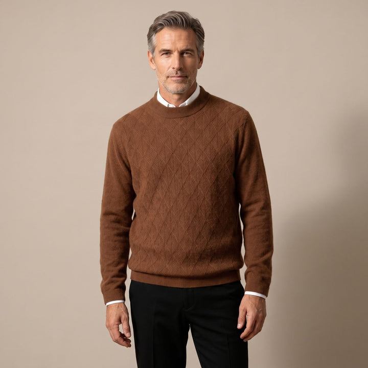 Heren Mock Neck Pullover Trui met Ruitstructuur