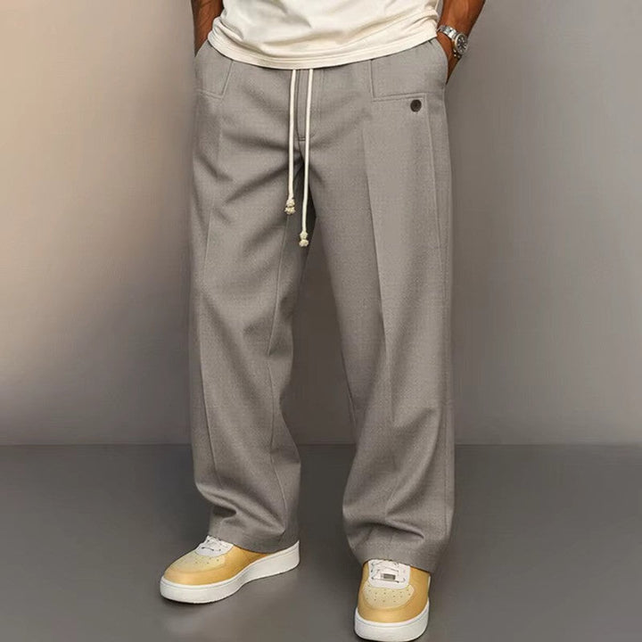Heren Moderne Relaxed-Fit Trekkoord Pantalon - Lichtgrijs