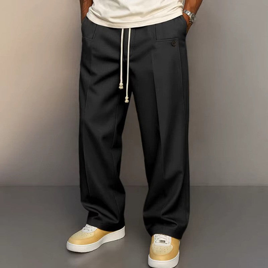 Heren Moderne Relaxed-Fit Trekkoord Pantalon - Zwart