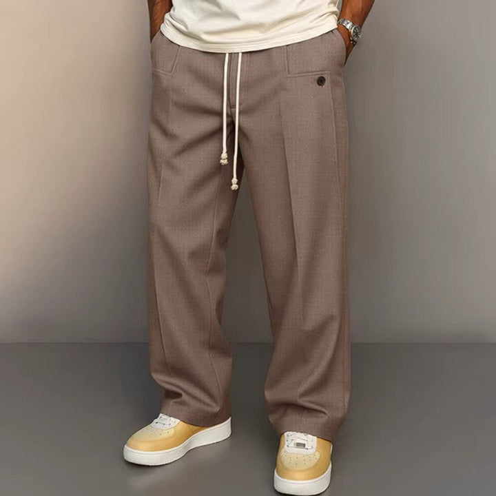 Heren Moderne Relaxed-Fit Trekkoord Pantalon - Lichtbruin