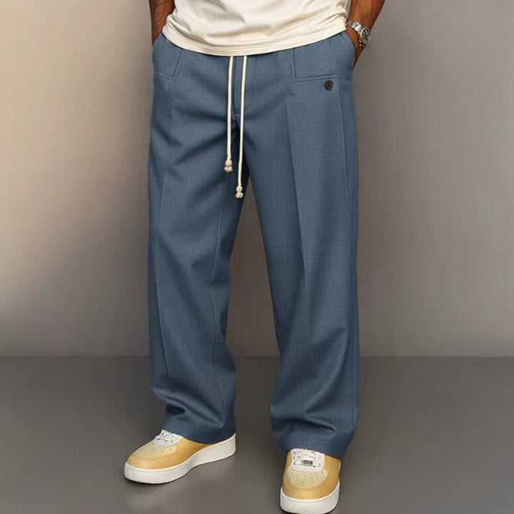 Heren Moderne Relaxed-Fit Trekkoord Pantalon - Blauw