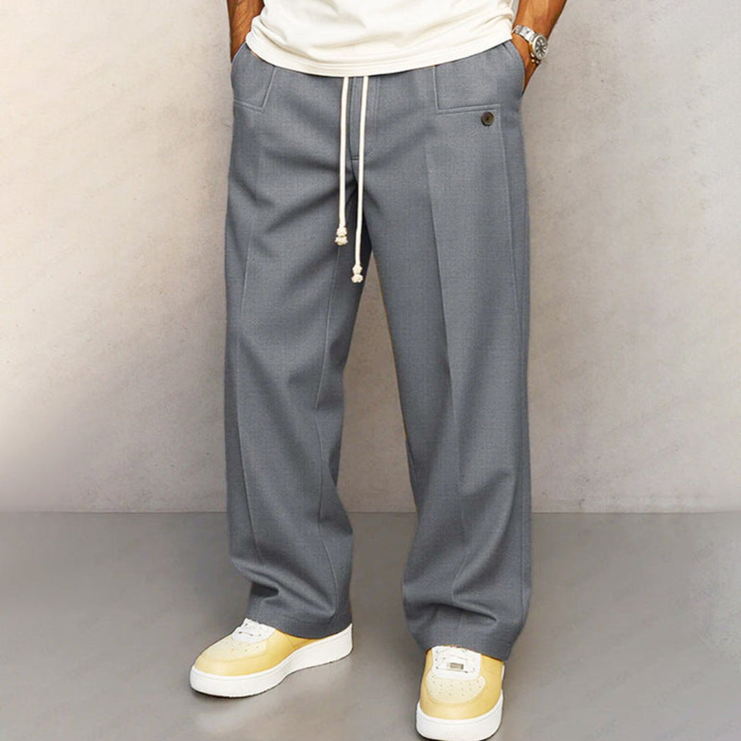 Heren Moderne Relaxed-Fit Trekkoord Pantalon - Grijs