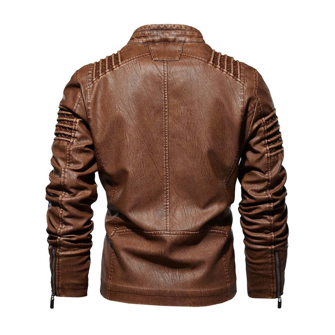 Heren Motorstijl Kunstleren Leather Jacket Gestructureerde Schouders