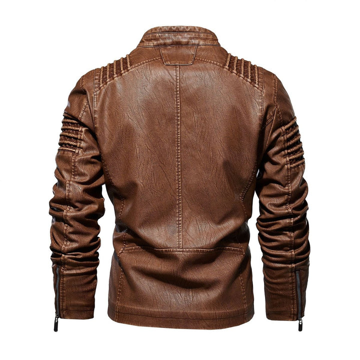 Heren Motorstijl Kunstleren Leather Jacket Gestructureerde Schouders