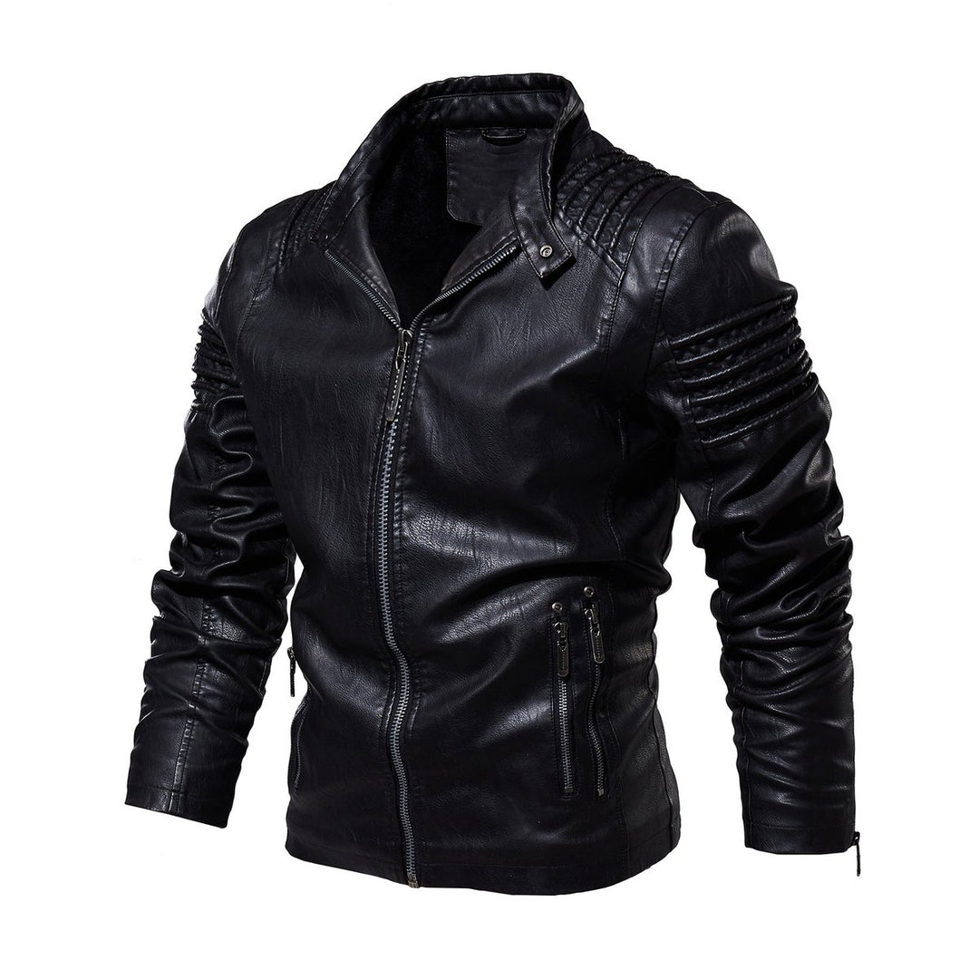 Heren Motorstijl Kunstleren Leather Jacket Gestructureerde Schouders