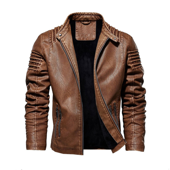 Heren Motorstijl Kunstleren Leather Jacket Gestructureerde Schouders