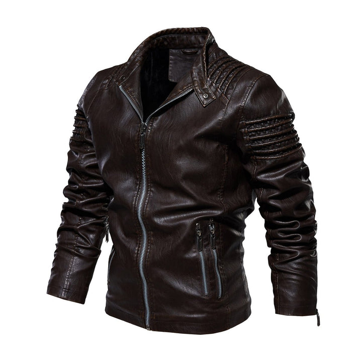 Heren Motorstijl Kunstleren Leather Jacket Gestructureerde Schouders