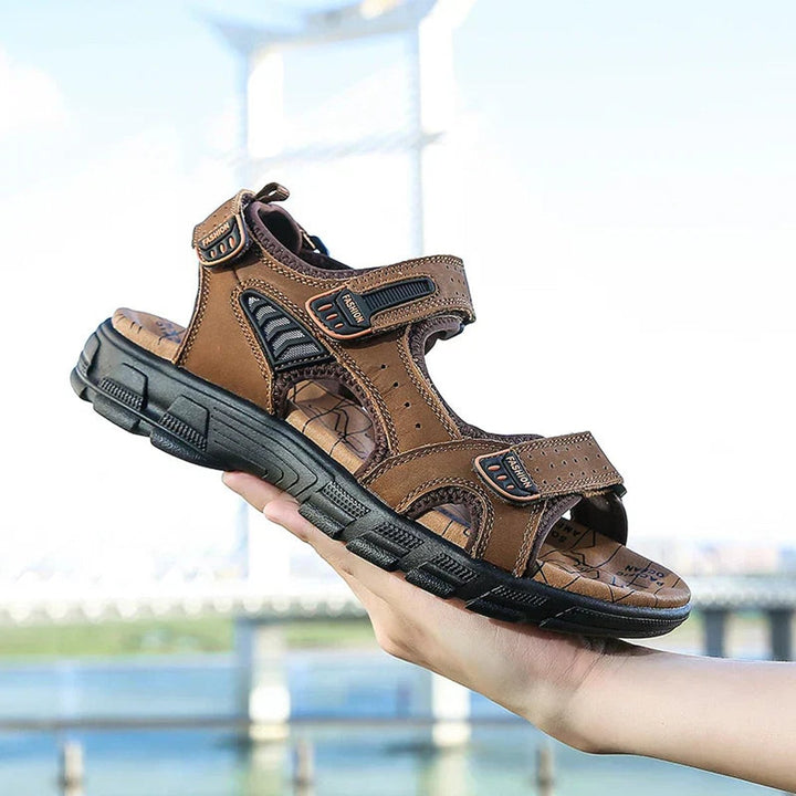 Heren Orthopedische Comfortable Sandals Klittenband Leren Zool