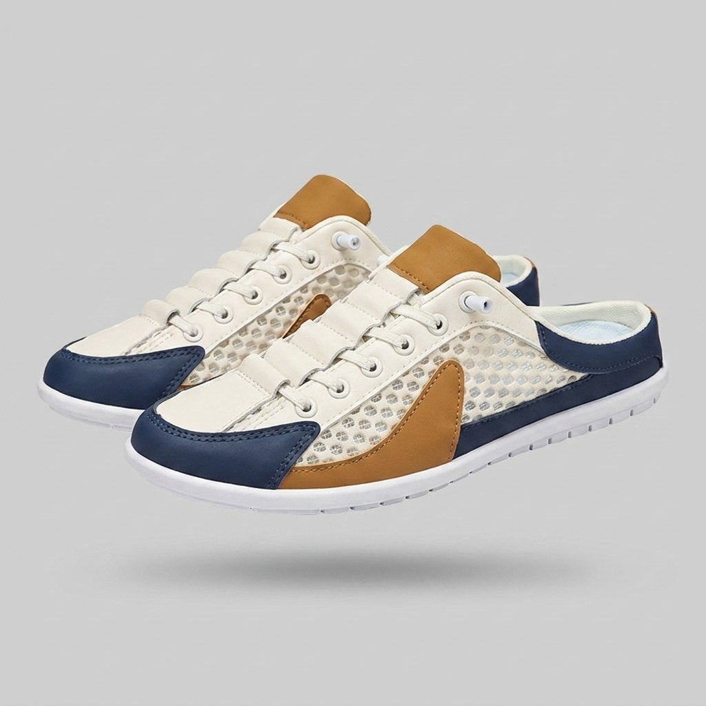 Heren Orthopedische Instap Sneakers Mesh Veters - Beige