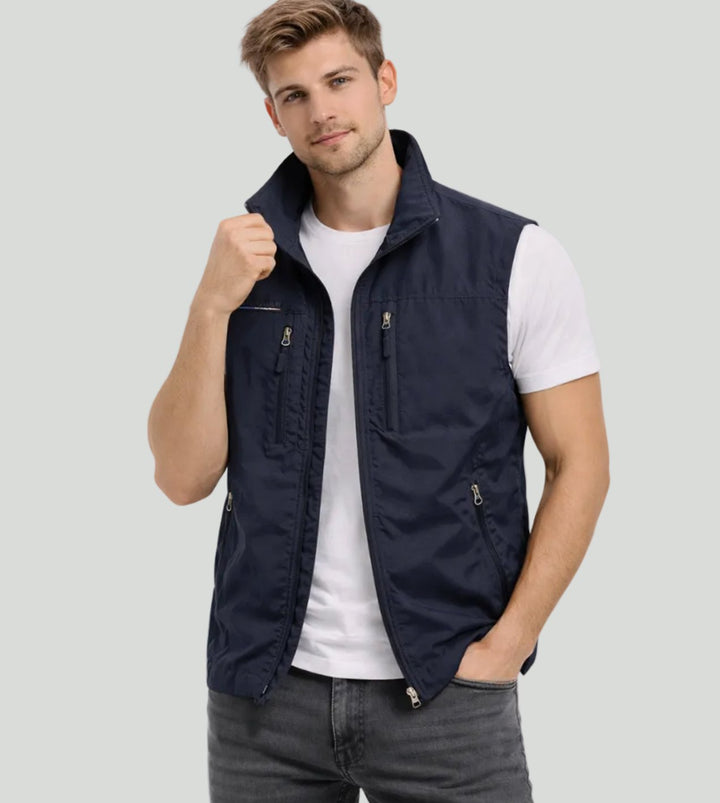 Heren Outdoor Bodywarmer Opstaande Kraag Ritszakken Mouwloos Vest