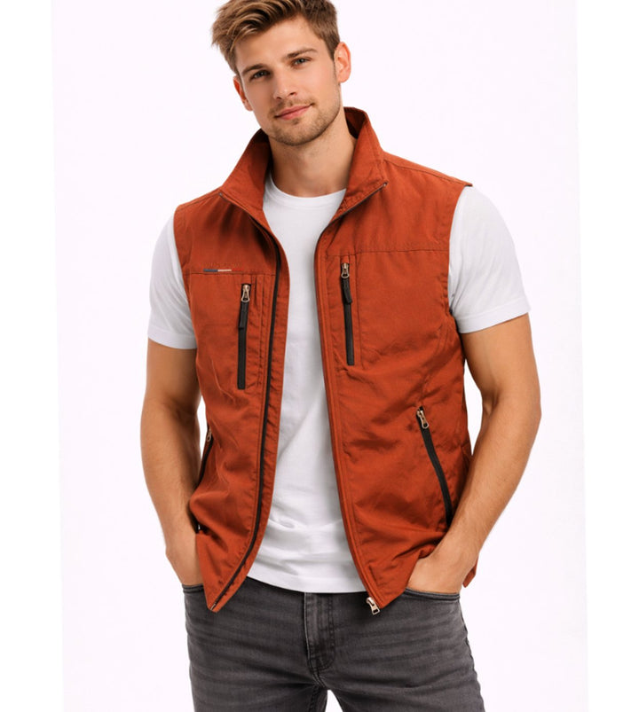 Heren Outdoor Bodywarmer Opstaande Kraag Ritszakken Mouwloos Vest - Rood