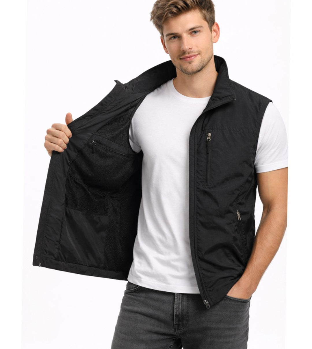 Heren Outdoor Bodywarmer Opstaande Kraag Ritszakken Mouwloos Vest