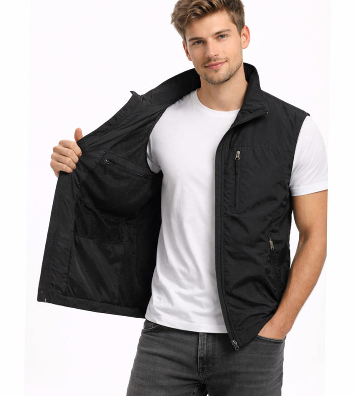 Heren Outdoor Bodywarmer Opstaande Kraag Ritszakken Mouwloos Vest