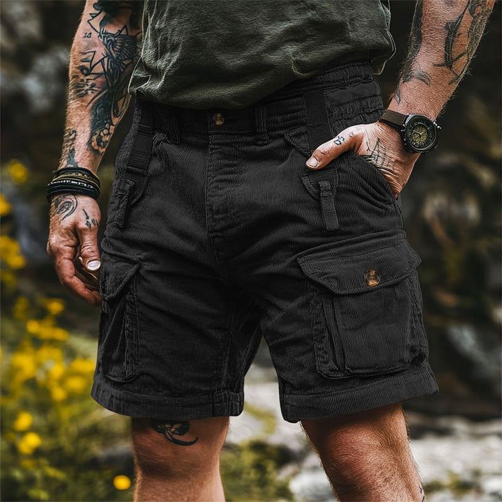 Heren Outdoor Ribfluwelen Cargo Short - Black
