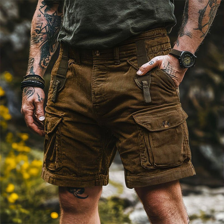 Heren Outdoor Ribfluwelen Cargo Short - Brown