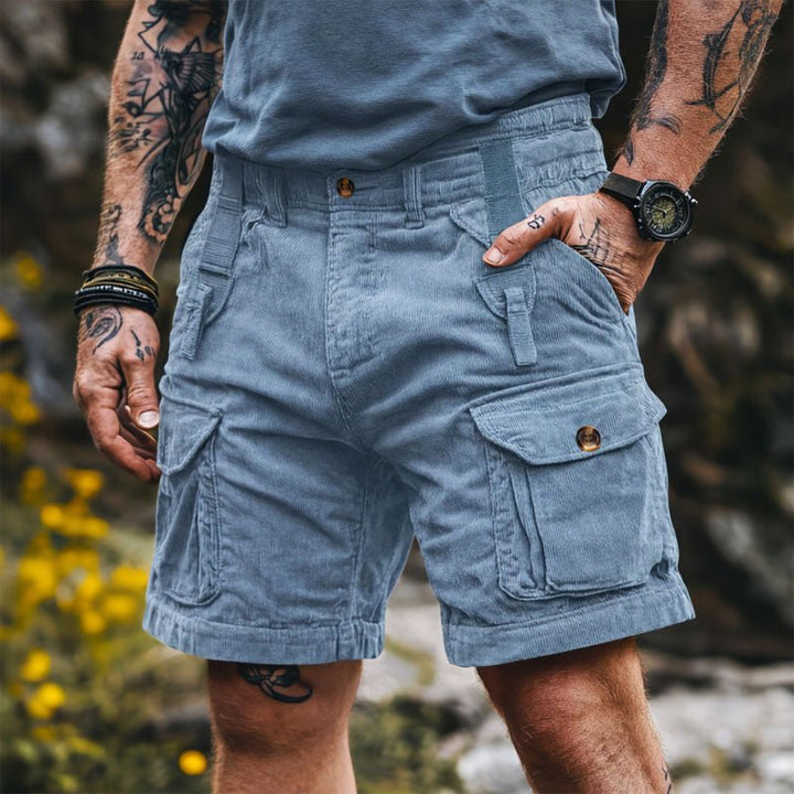 Heren Outdoor Ribfluwelen Cargo Short - Blue