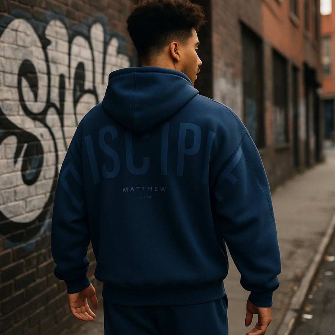Heren Oversized Fleece Hoodie met Opdruk Streetwear - Discipel