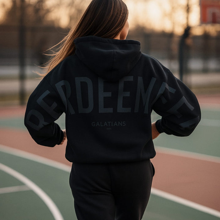 Heren Oversized Fleece Hoodie met Opdruk Streetwear - Verlost (Zwart)