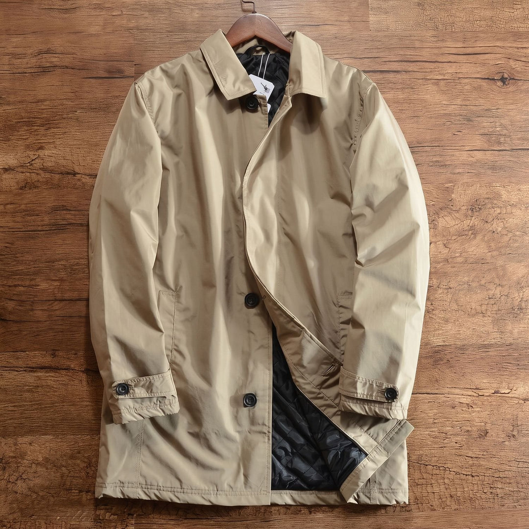 Heren Oversized Gewatteerde Longline Winterjas met Wrapvoorkant - Beige