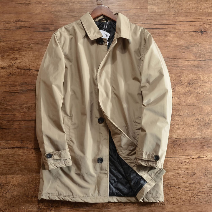 Heren Oversized Gewatteerde Longline Winterjas met Wrapvoorkant - Beige