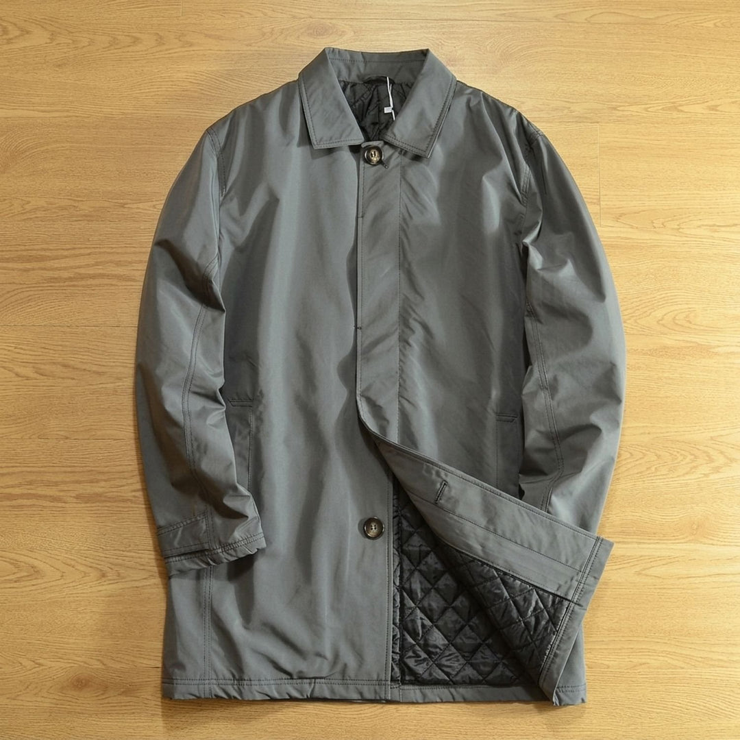 Heren Oversized Gewatteerde Longline Winterjas met Wrapvoorkant - Grijs