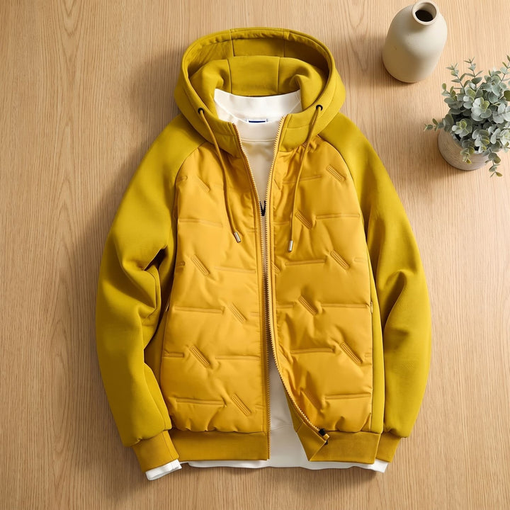Heren Oversized Gewatteerde Winterjas met Capuchon - Geel