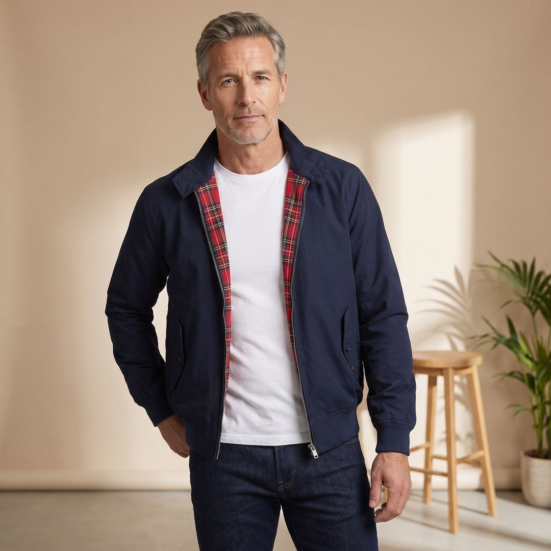 Heren Oversized Harrington Jack Geruite Voering Ritsslui­ting