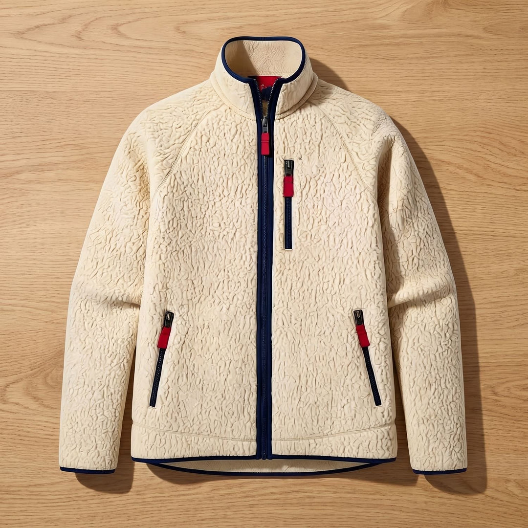 Heren Oversized Relaxed-Fit Fleece Ritsjack - Abrikoos