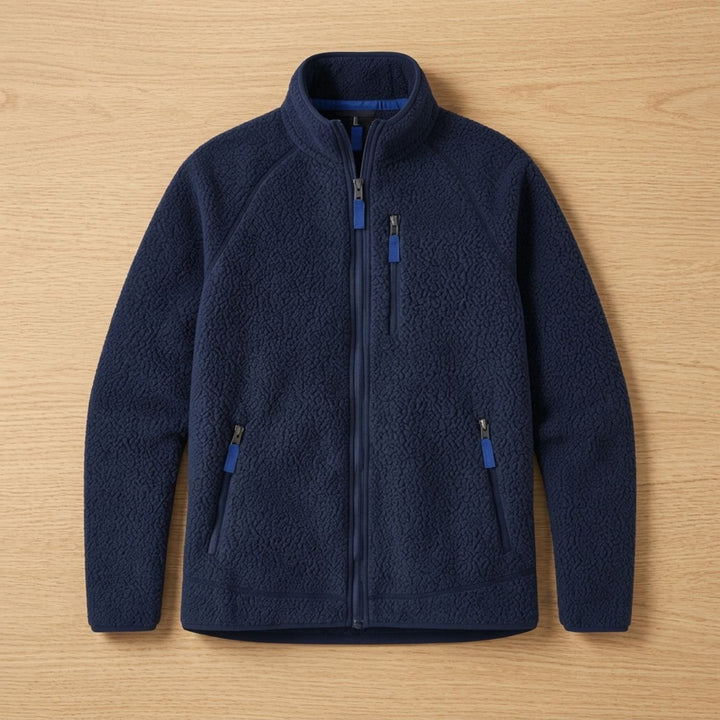 Heren Oversized Relaxed-Fit Fleece Ritsjack - Marineblauw