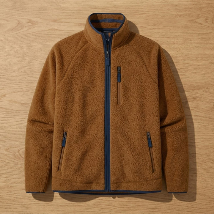 Heren Oversized Relaxed-Fit Fleece Ritsjack - Bruin