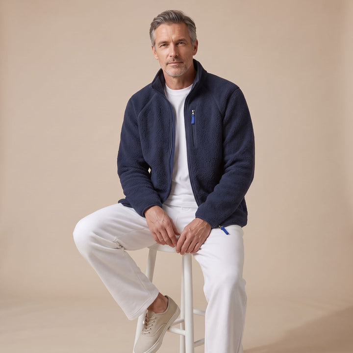 Heren Oversized Relaxed-Fit Fleece Ritsjack