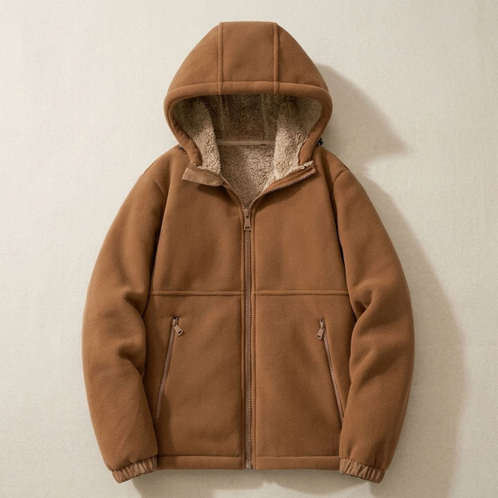Heren Oversized Sherpa-Gevoerde Hoodie Winterjas met Rits