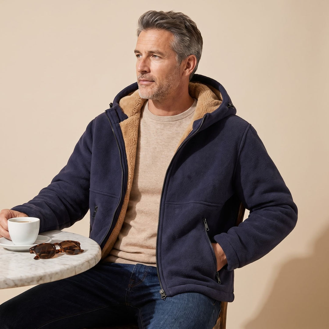 Heren Oversized Sherpa-Gevoerde Hoodie Winterjas met Rits