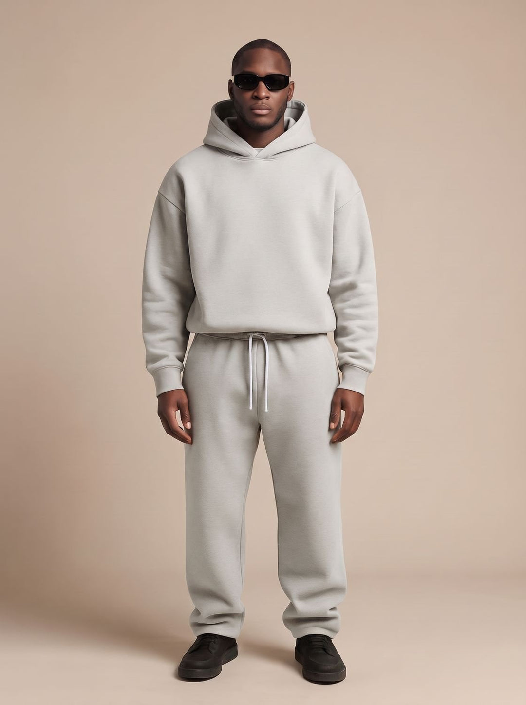 Heren Oversized Trainingspak Hoodie en Jogger Set - Licht Grijs