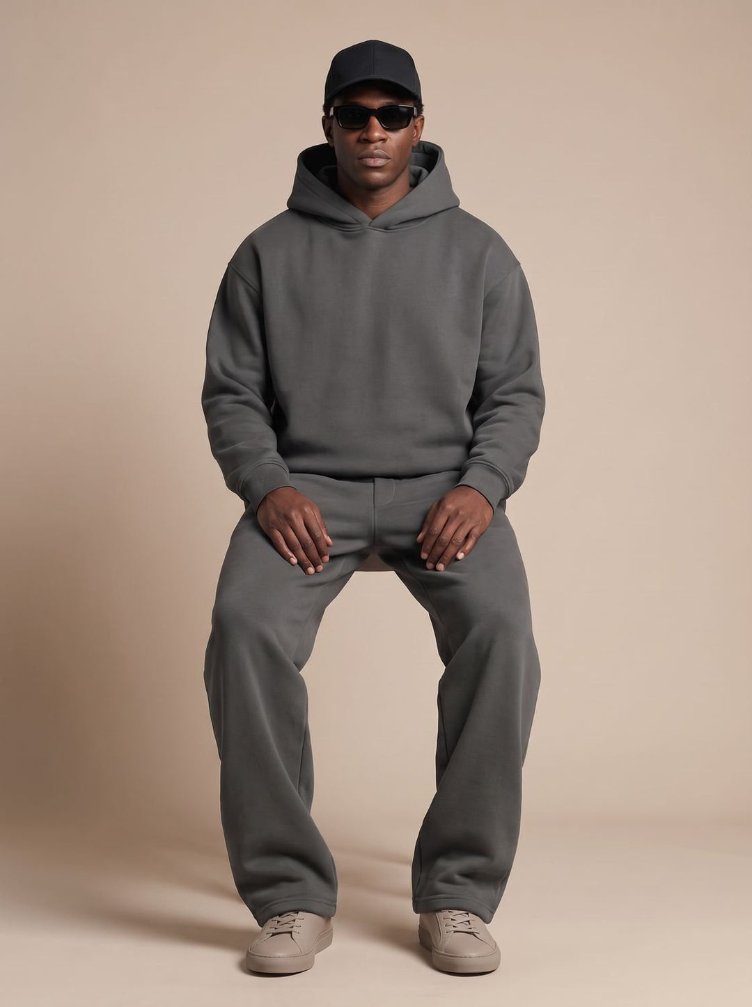 Heren Oversized Trainingspak Hoodie en Jogger Set - Donker Grijs