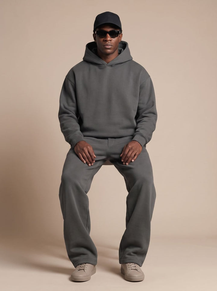 Heren Oversized Trainingspak Hoodie en Jogger Set - Donker Grijs