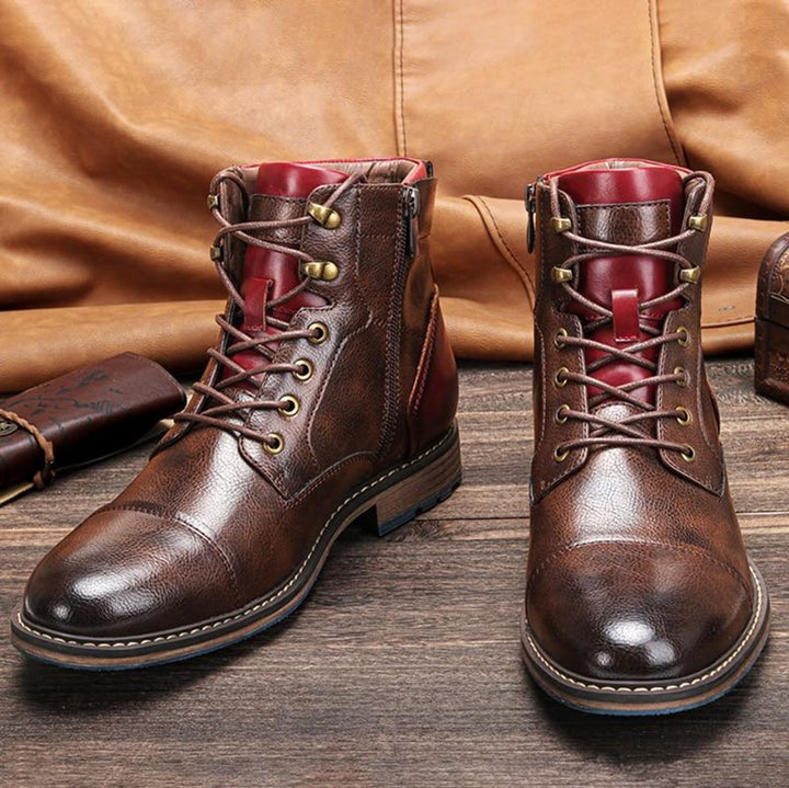 Heren Oxford Leren Veterschoenen Enkellaarsjes met Rits