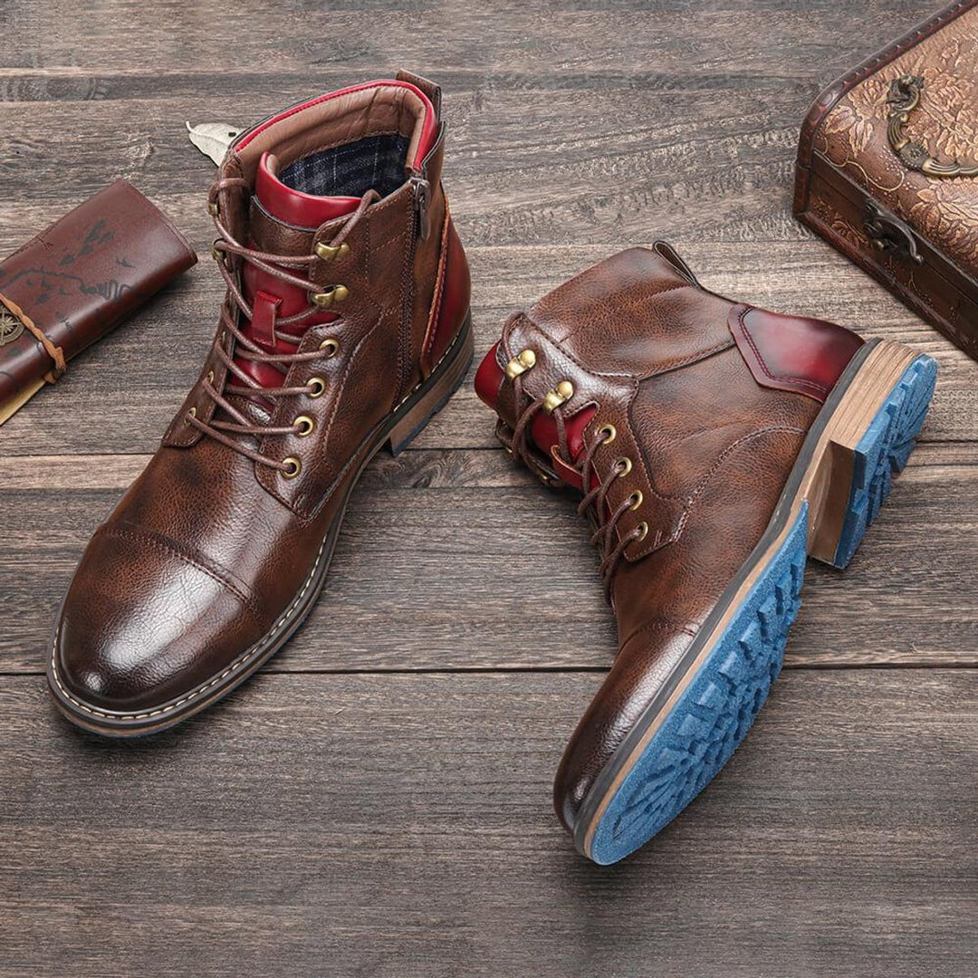 Heren Oxford Leren Veterschoenen Enkellaarsjes met Rits