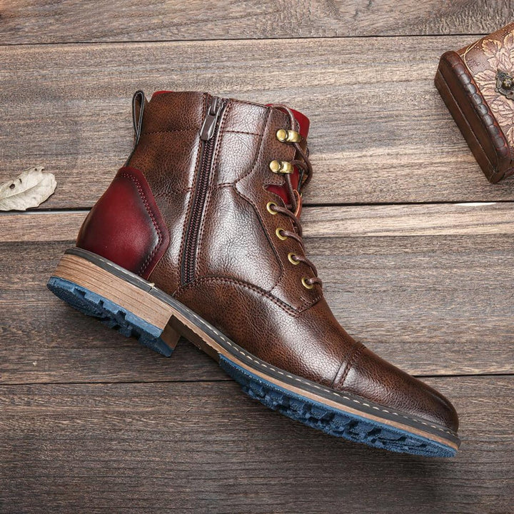 Heren Oxford Leren Veterschoenen Enkellaarsjes met Rits