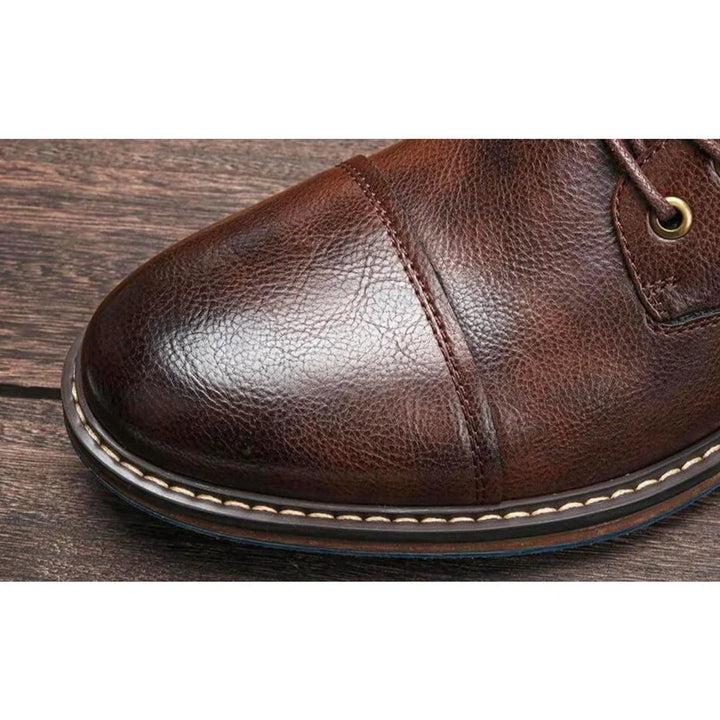 Heren Oxford Leren Veterschoenen Enkellaarsjes met Rits