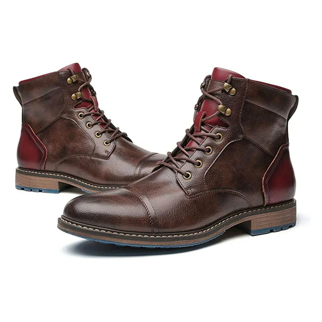 Heren Oxford Leren Veterschoenen Enkellaarsjes met Rits