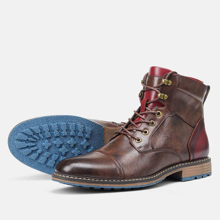 Heren Oxford Leren Veterschoenen Enkellaarsjes met Rits