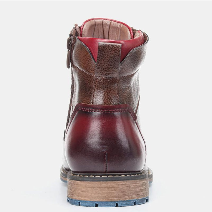 Heren Oxford Leren Veterschoenen Enkellaarsjes met Rits