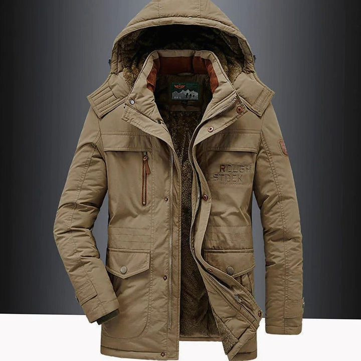 Heren Parka Jas Fleece Gevoerd Capuchon Winterjas - Bruin