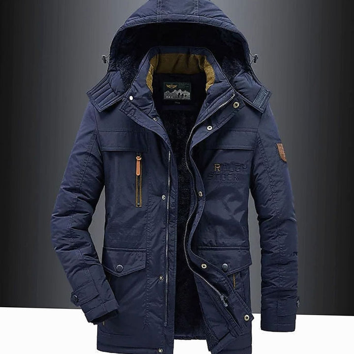 Heren Parka Jas Fleece Gevoerd Capuchon Winterjas - Blauw