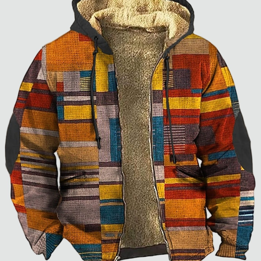 Heren Patchwork Hoodie Jacket met Fleece Voering