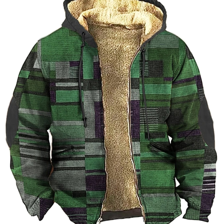 Heren Patchwork Hoodie Jacket met Fleece Voering - Groen